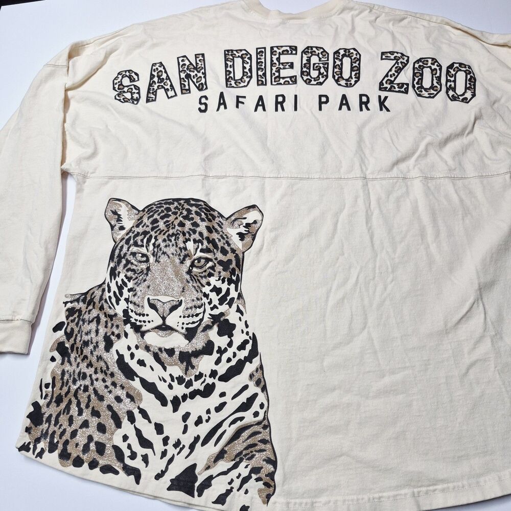Spirit Jersey San Diego Zoo Safari Park Leopard Jaguar Cream Glitter XXL NWOT